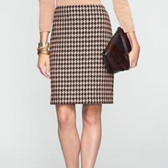 Talbots Classic Houndstooth Skirt Size 14 A-Line Wool Blend - Picture 1 of 11
